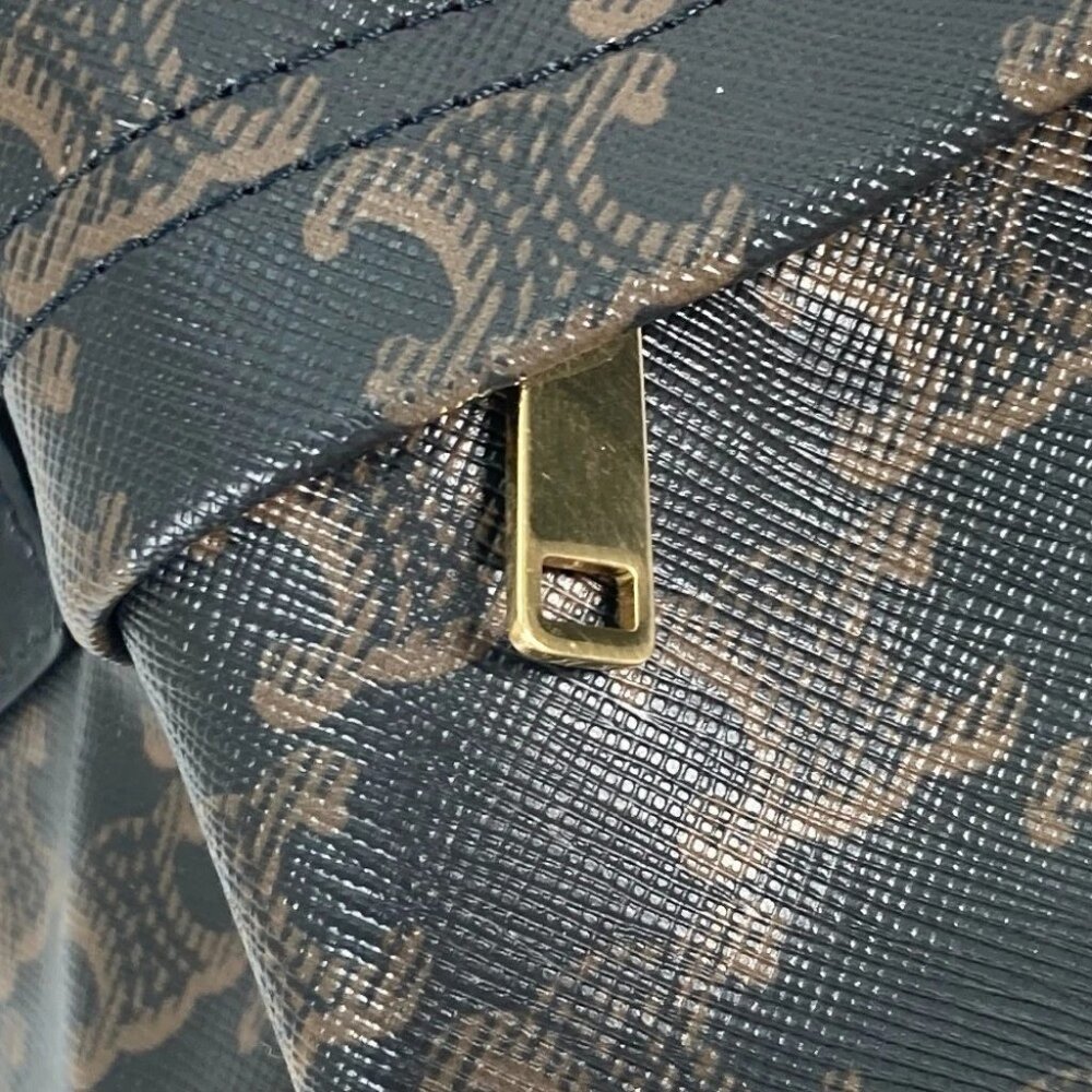 CELINE Bag Triomphe Backpack Leather Brown/Black - Picture 12 of 16